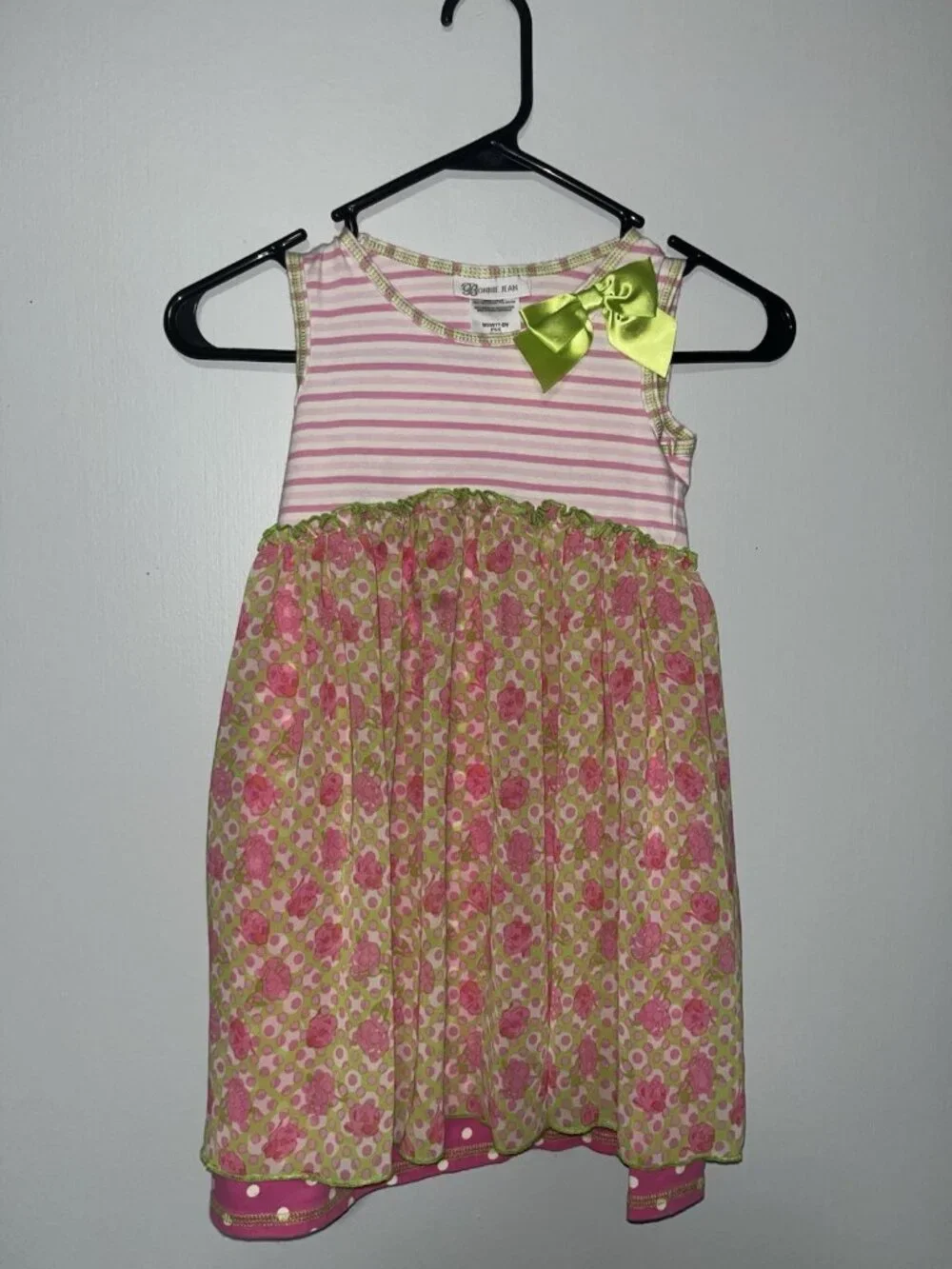 Bonnie Jean Pink and Green Tank Dress Girls 6X - 0649